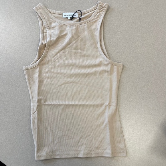 WeWoreWhat Beige Ribbed Crewneck Tank - Small - NWT - Picture 1 of 5